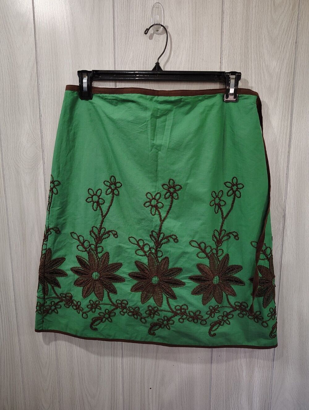 MAX STUDIO Green & Brown Floral Embroidered Lined Skirt Size 10 8702G1Z MSR $78